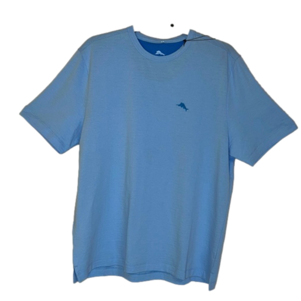 Tommy Bahama Light Sky Blue Stitched Logo Cotton Crew Neck T-Shirt - Small, NWT